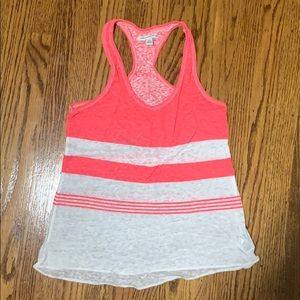 Pink and white razor back tank top